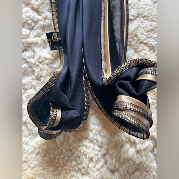 Tammy Child Scarf Silk And Organza Cornflower Black & Gold Unique - Picture 5 of 7